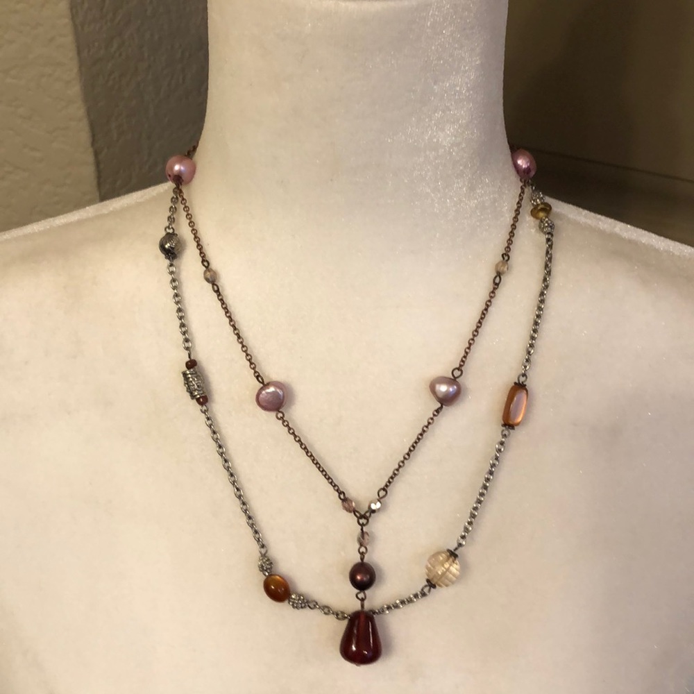 2 bead and chain necklaces
